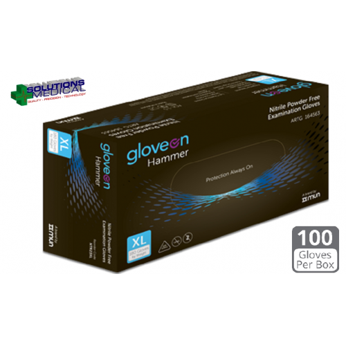 Black Nitrile Examination Gloves Powder Free Gloveon Hammer 100/Box